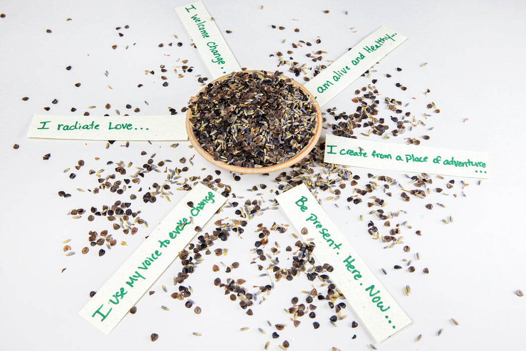 Bennd Organic Buckwheat Hull and Lavender Pillow Fill with Mantras