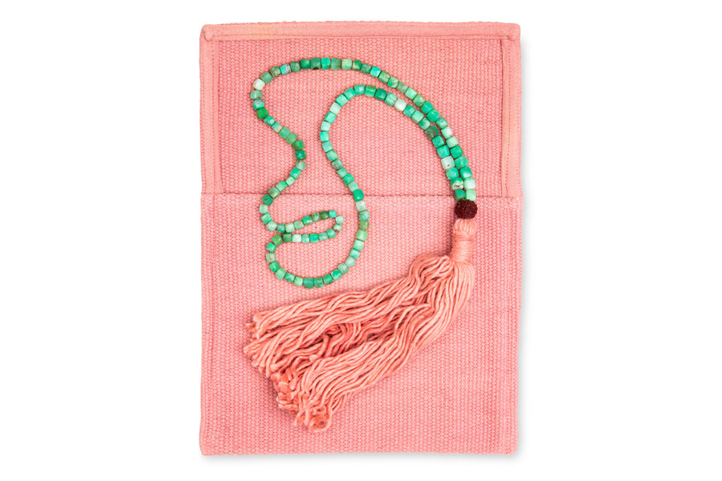 Bennd Chrysoprase +Sappan Wood Mala Necklace