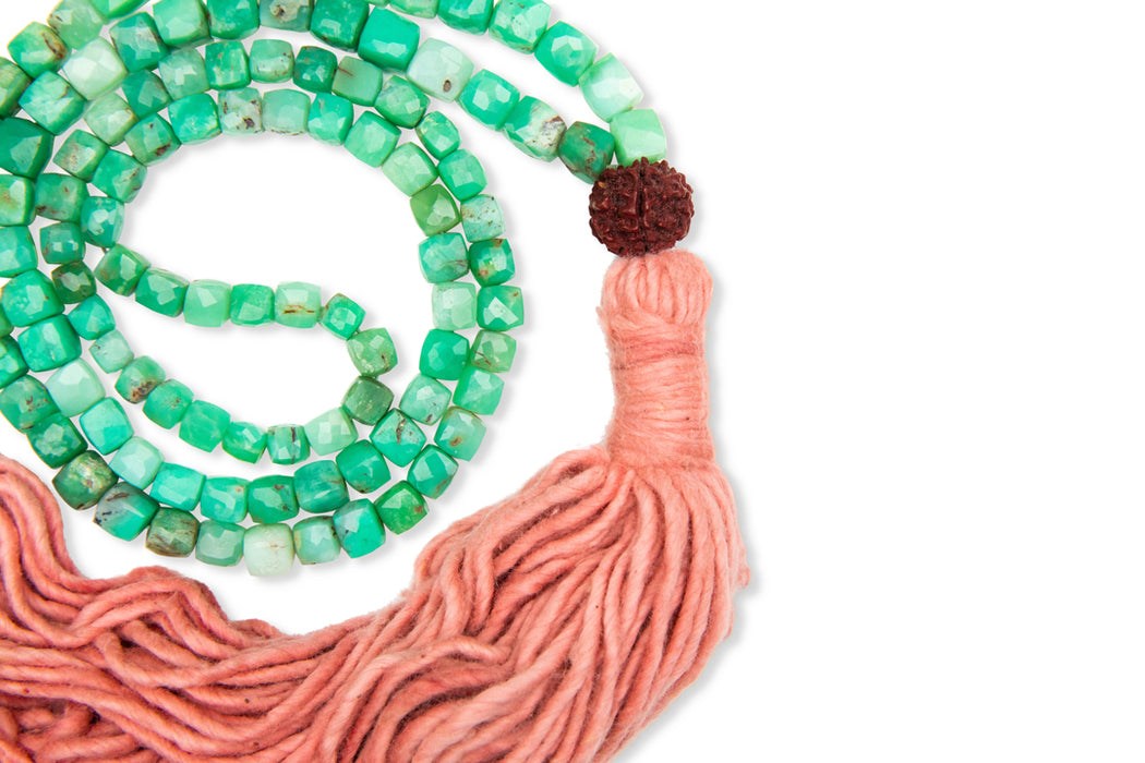 Bennd Chrysoprase +Sappan Wood Mala Necklace