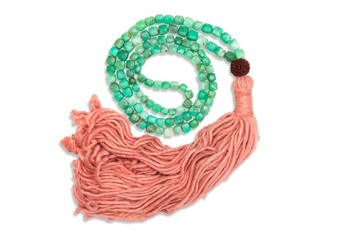 Bennd Chrysoprase +Sappan Wood Mala Necklace